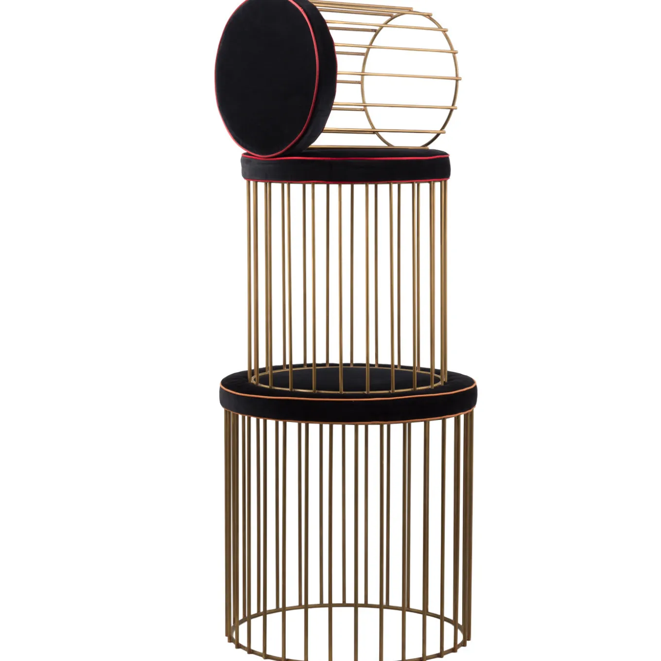 Set of 3 Brass Cage Stools