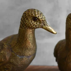 Set of 2 Brass Duck Sculptures