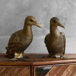 Set of 2 Brass Duck Sculptures