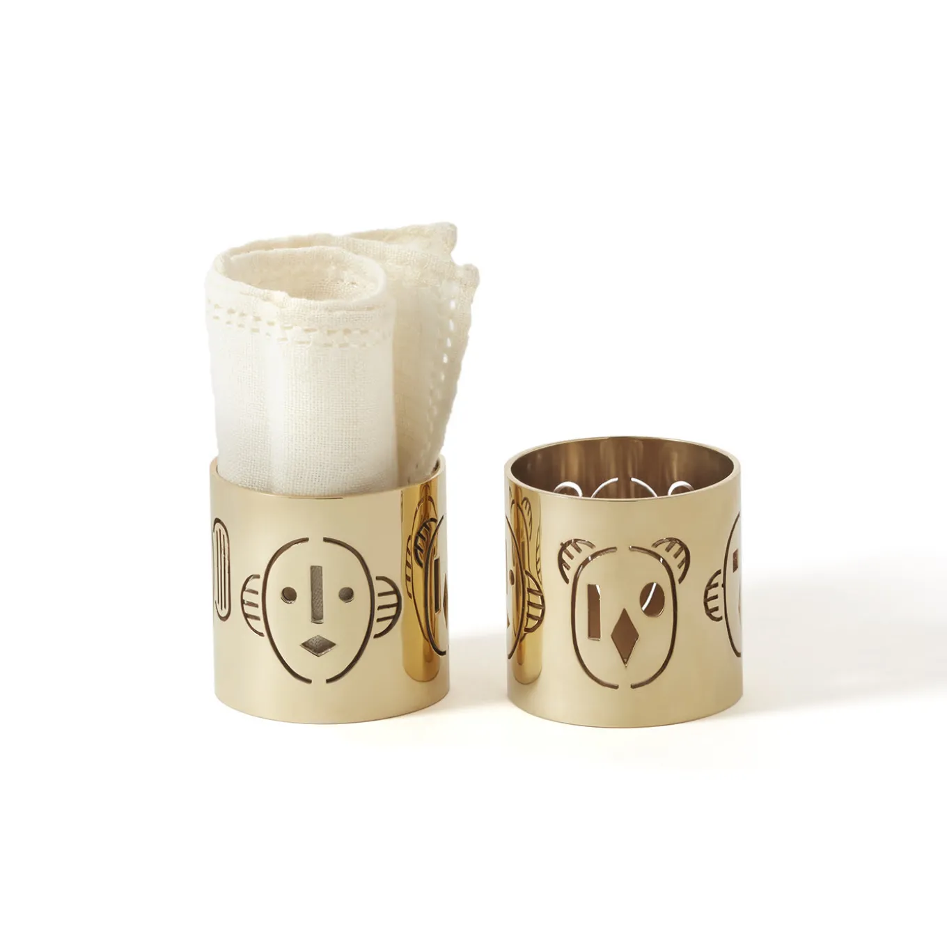 Set of 2 Brass Maski Napkin Rings by Jaime Hayon #1