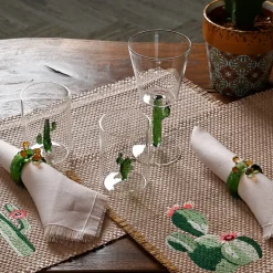 Set of 4 Cactus Raphia Effect Tissue Placemats