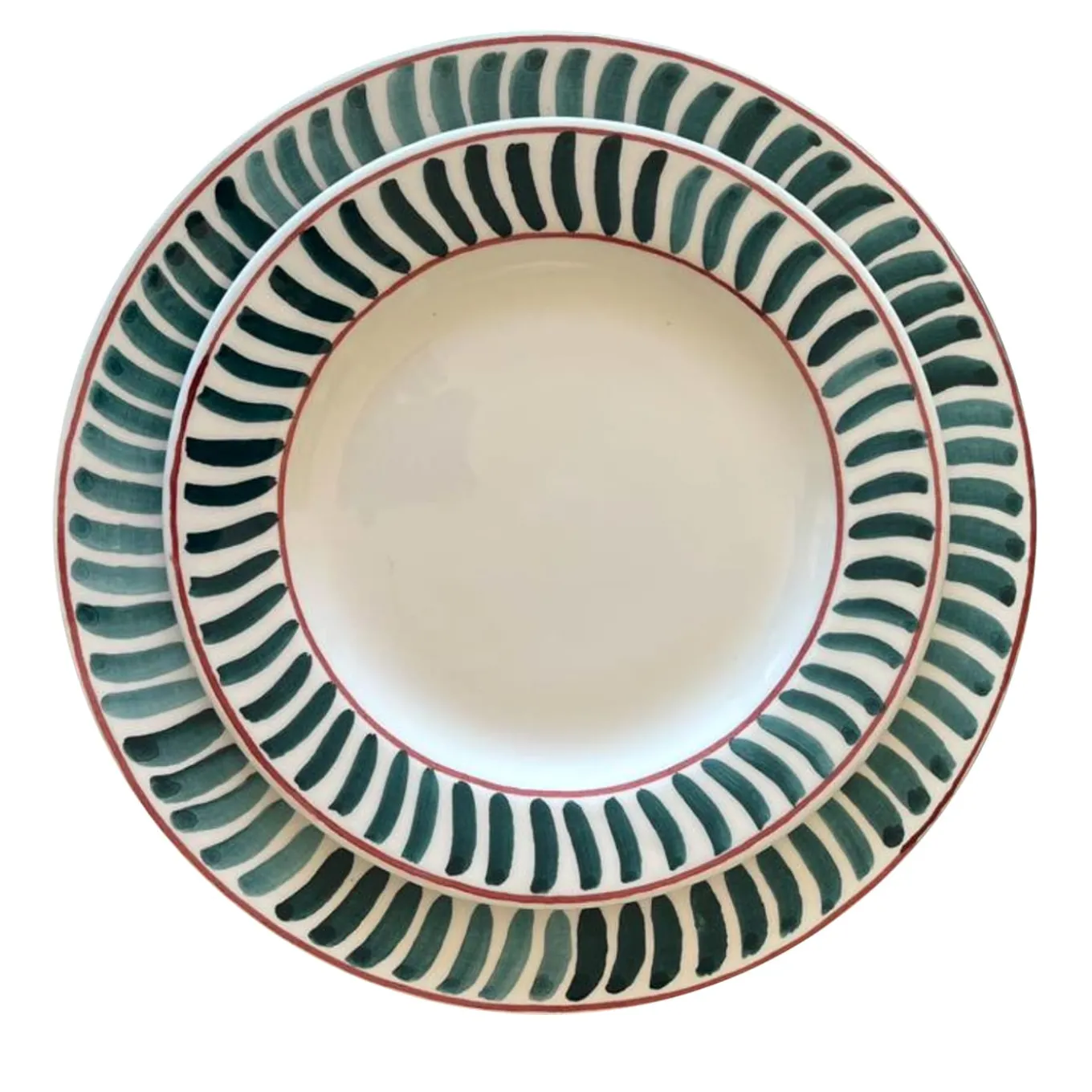 Set of 12 Ceramic Emerald Green Dining Plates