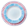 Set of 12 Ceramic Red and Blue Dining Plates