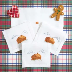 Set of 6 Chalet Hand-Embroidered Linen Drink Placemats