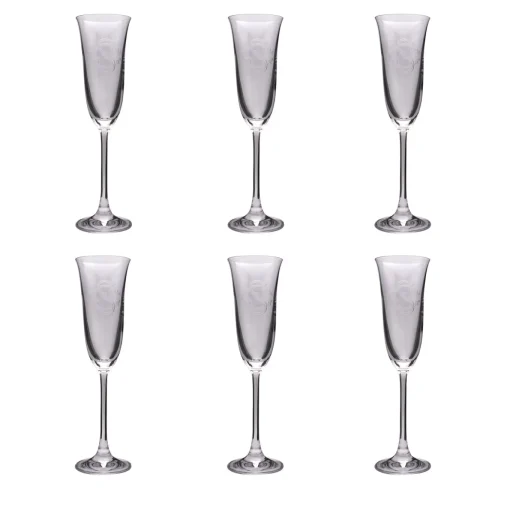 Set of 6 Champagne Flutes with Monogram