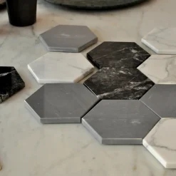 Set of 2 Convivio Coasters in Grey Bardiglio Marble