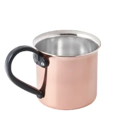 Set of 2 Copper Mugs with Black Handles