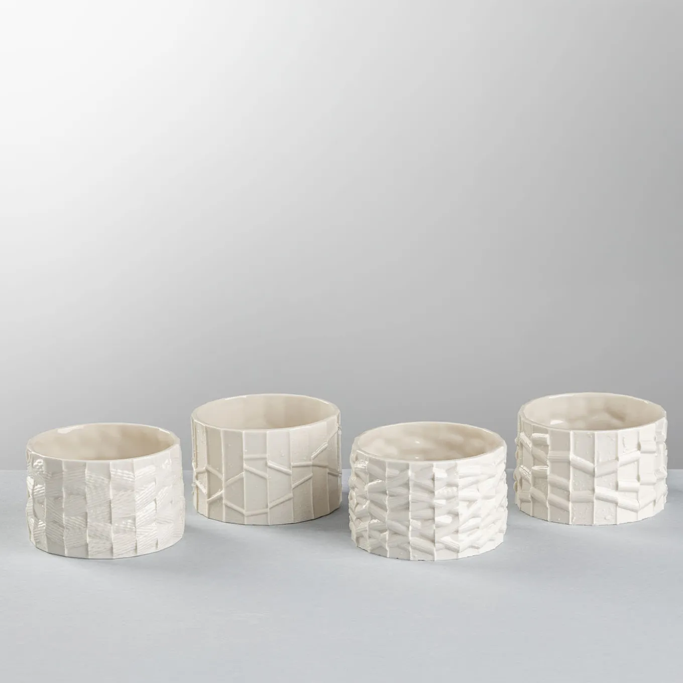 Set of 4 Coppette White Porcelain Bowls