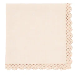 Set of 4 Cream Napkins with Macramé