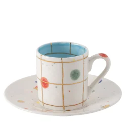 Set Of 2 Crystal Straight Coffee Cups And Saucers