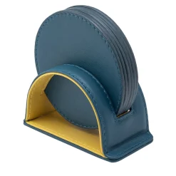 Set of 6 Dalì Soft Amalfi Blue and Cedro Yellow Round Coasters