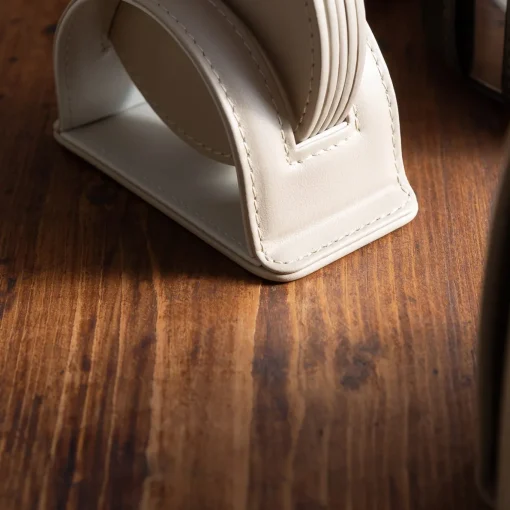 Set of 6 Dalì Soft Capuccino Beige and Luna White Round Coasters