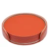 Set of 6 Dalì Soft Round Spritz Orange and Cappuccino Beige Coasters