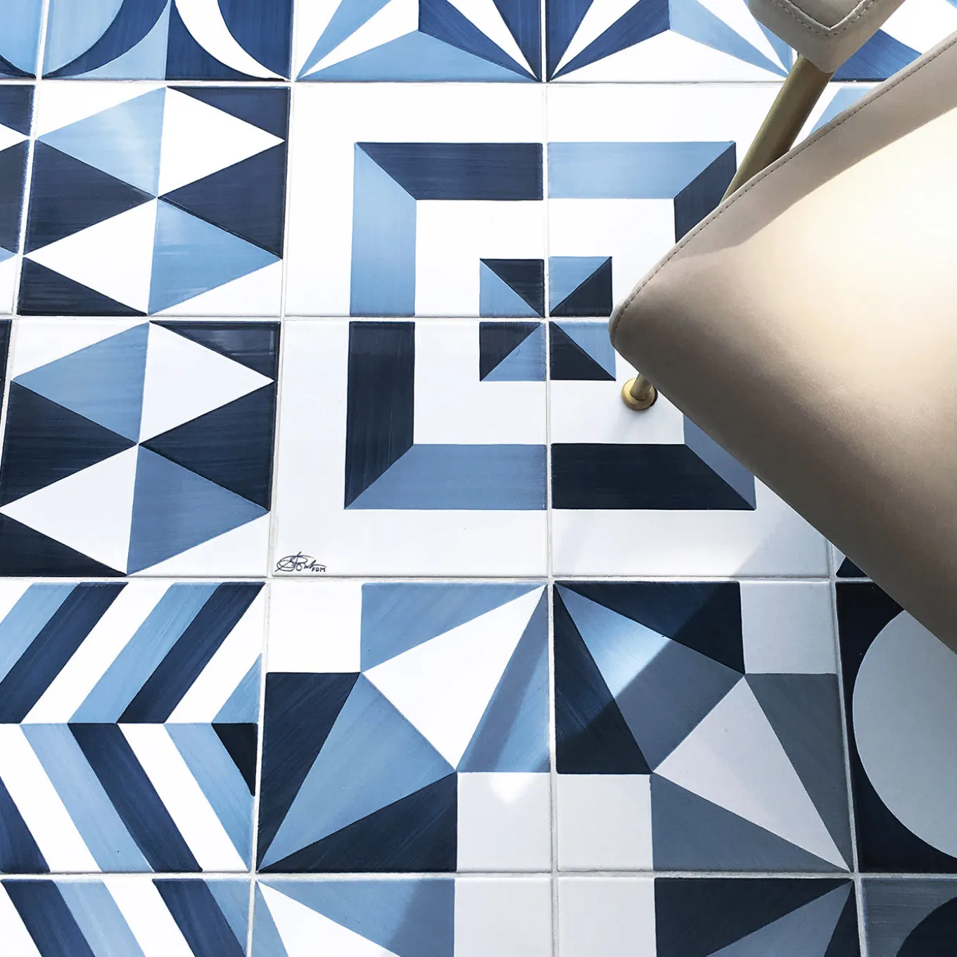 Set of 25 Decoration Type 4 Tiles Blu Ponti Collection by Gio Ponti