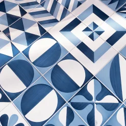 Set of 25 Decoration Type 4 Tiles Blu Ponti Collection by Gio Ponti