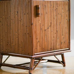 Set of 2 1-Door Bamboo Nightstands