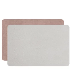 Set of 2 Double-sided Ash Rose And Oyster Leather Placemats