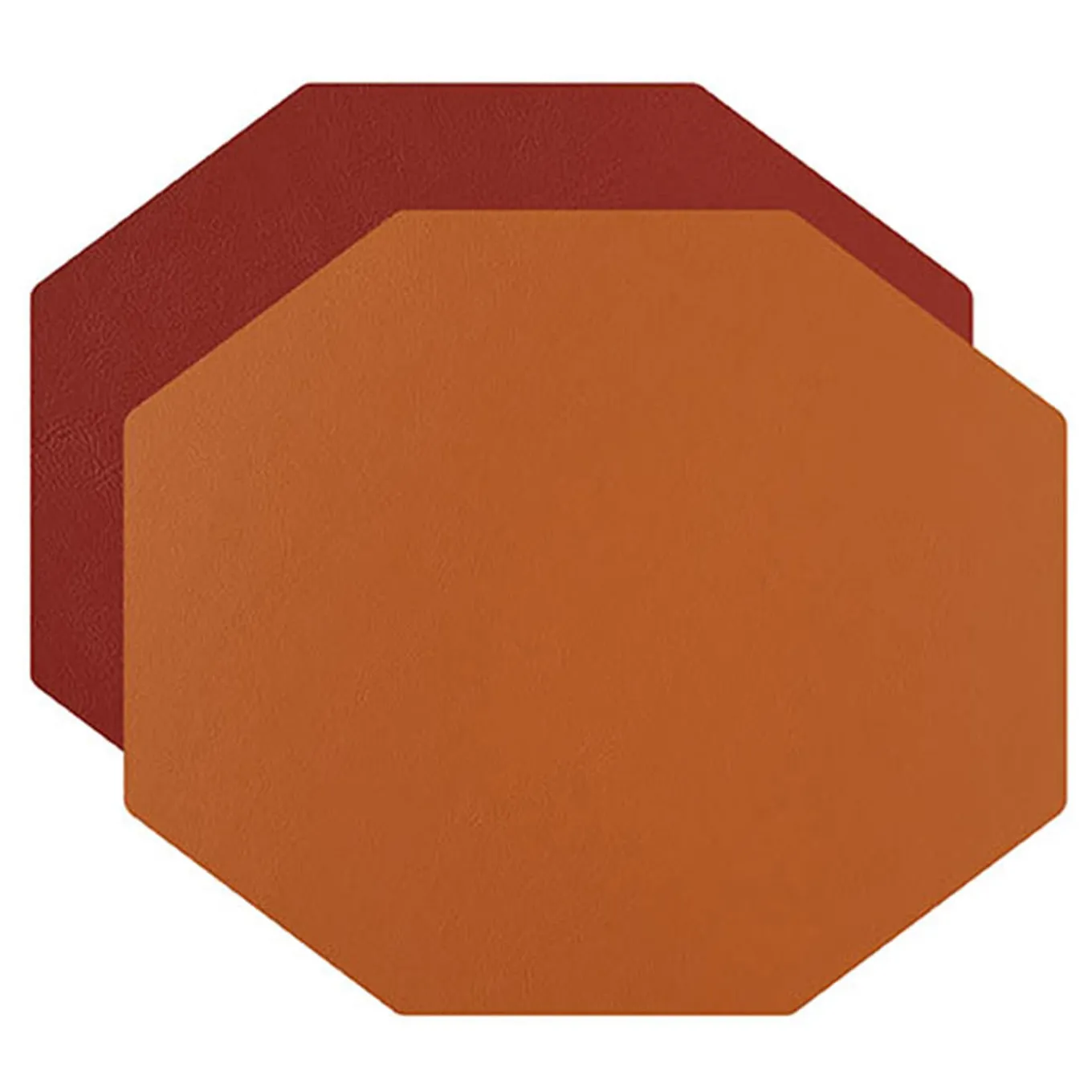 Set of 2 Double-sided Cognac And Bordeaux Leather Placemats #1