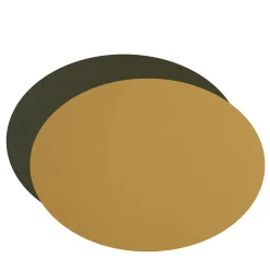 Set of 2 Double-sided Mustard And Olive Leather Placemats