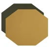 Set of 2 Double-sided Olive and Mustard Leather Placemats #1