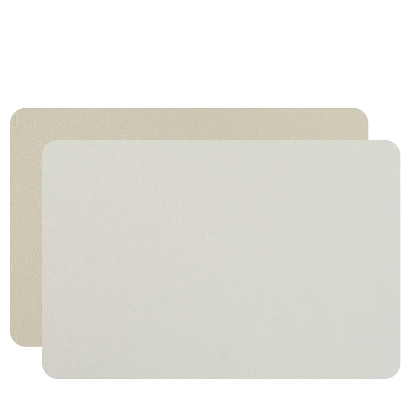 Set of 2 Double-sided Panna Cotta And White Leather Placemats #2
