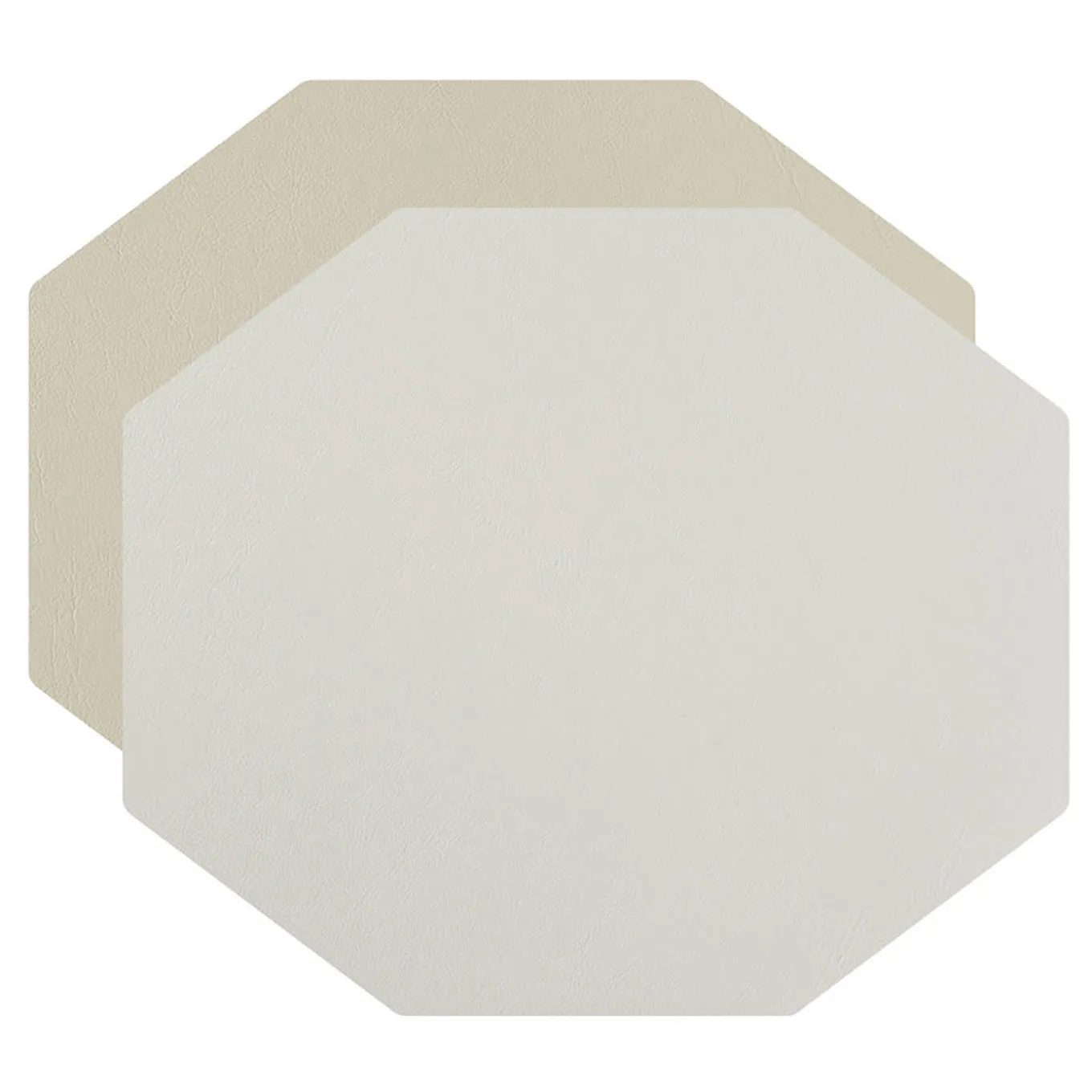 Set of 2 Double-sided Panna Cotta And White Leather Placemats #1