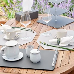 Set of 2 Double-sided Panna Cotta And White Leather Placemats #1