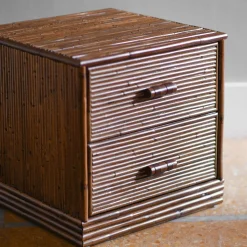 Set of 2 2-Drawer Bamboo Nightstands