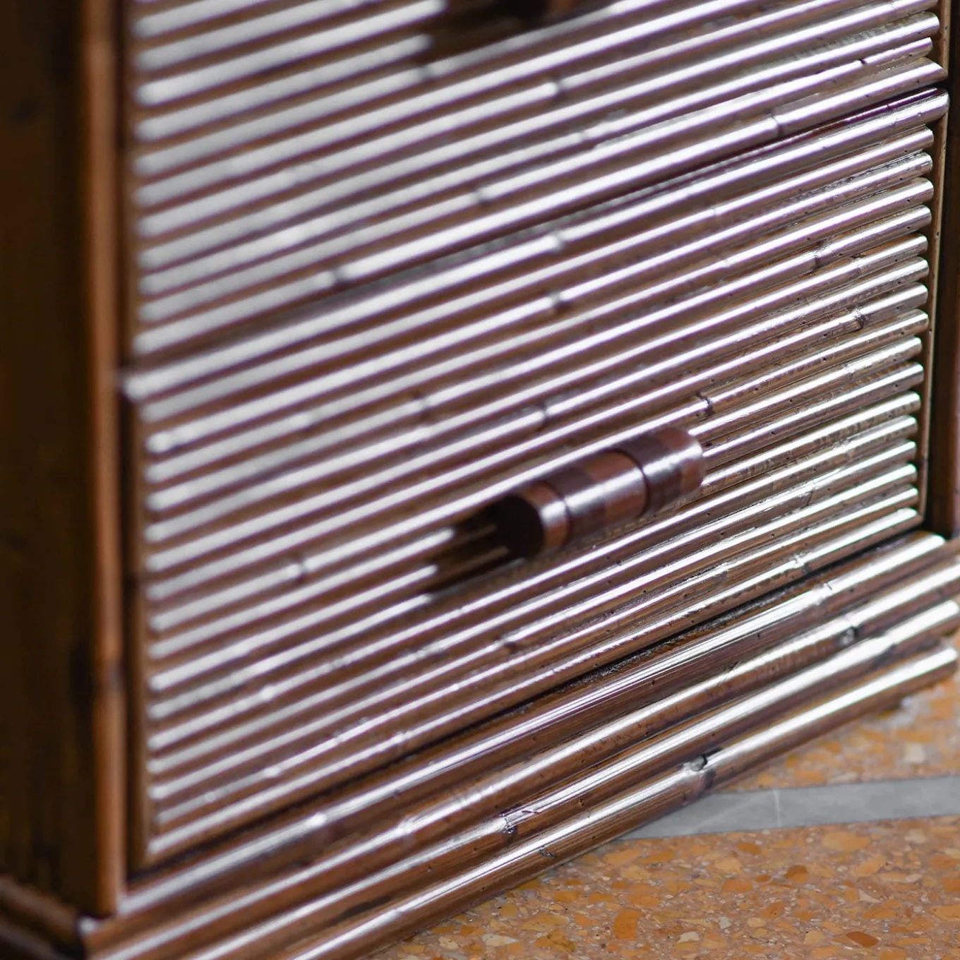 Set of 2 2-Drawer Bamboo Nightstands