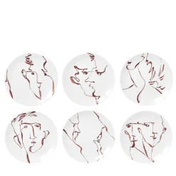 Set of 6 Faces Dessert Plates #1