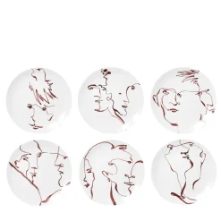 Set of 6 Faces Dessert Plates #2