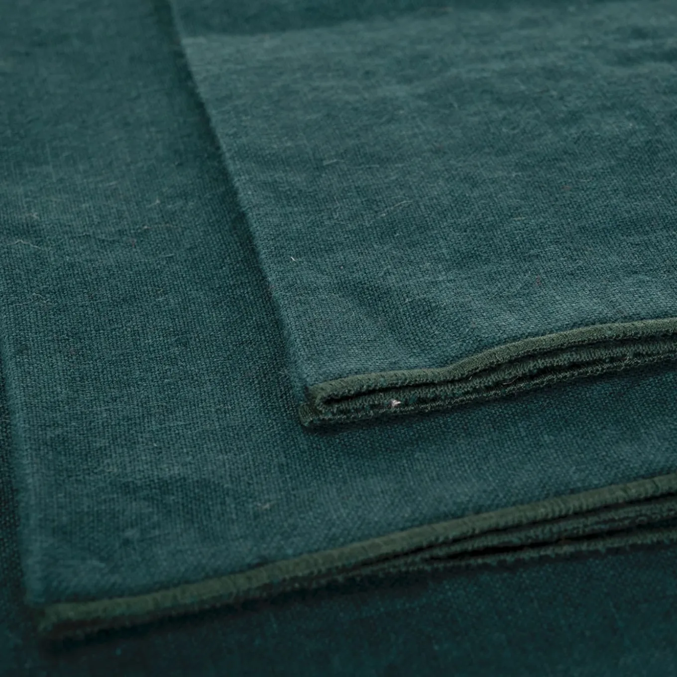 Set of 4 Forest Linen Napkins with Forest Rolled Hem