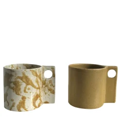 Set of 2 Glaze Mug Hole Staines and Mustard