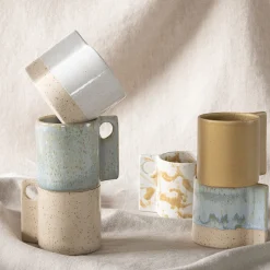 Set of 2 Glaze Mug Hole Staines and Mustard