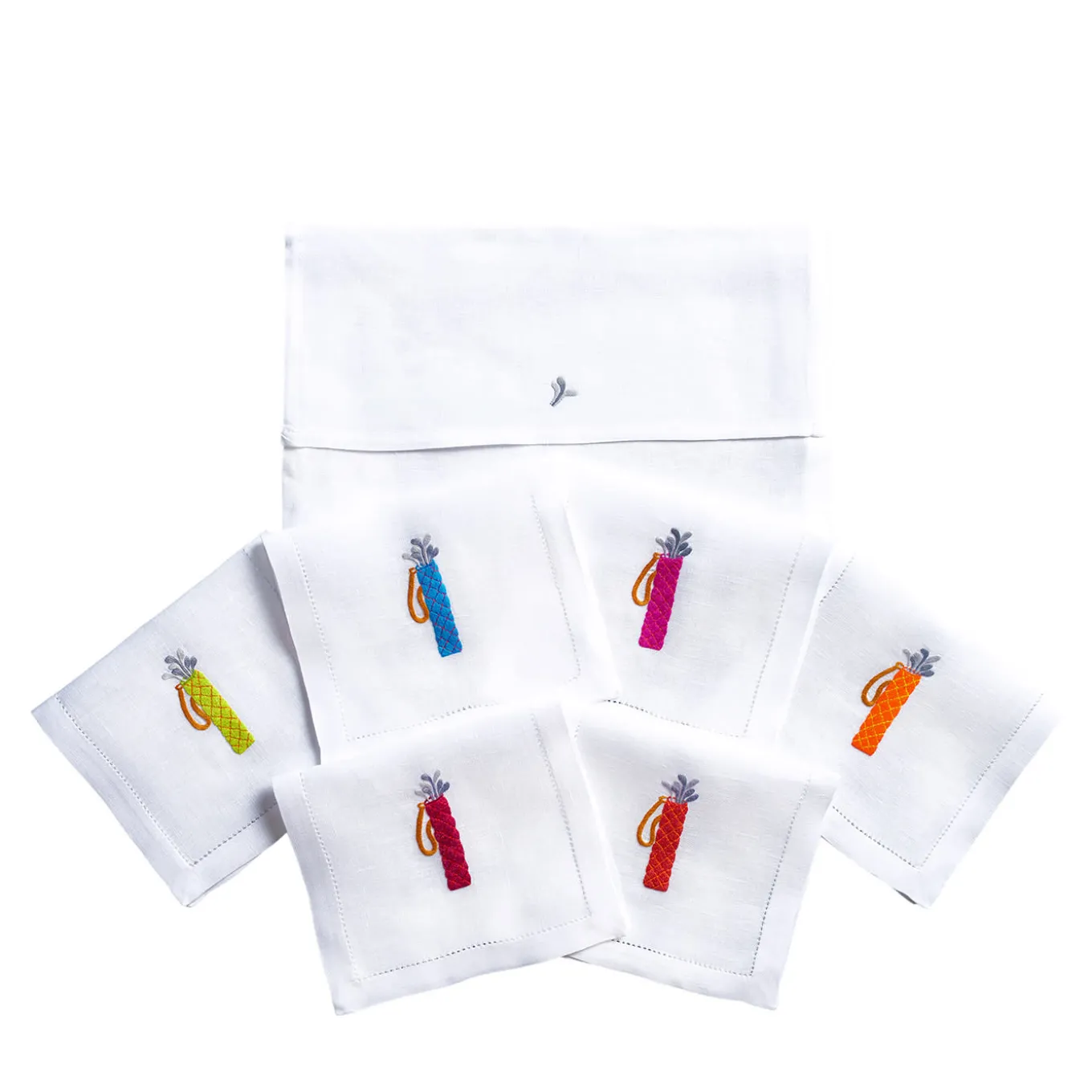 Set of 6 Golf Linen Drink Placemats