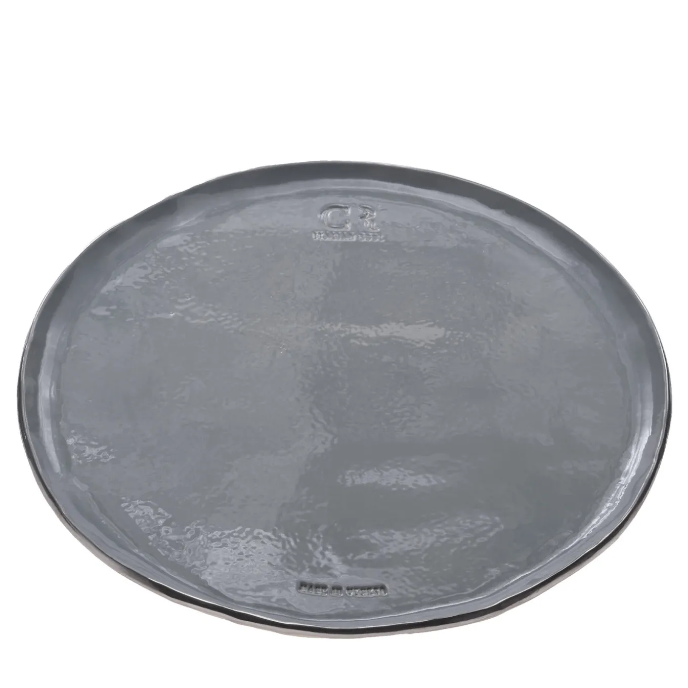 Set of 2 Gray Ceramic Tray with Gold Rim