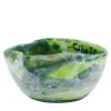 Set of 4 Green Marble Motif Ceramic Ice-Cream Bowls