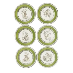 Set of 6 Green Monkeys Dessert Plates #2
