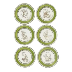 Set of 6 Green Monkeys Dinner Plates #1