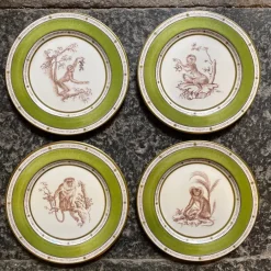 Set of 6 Green Monkeys Dinner Plates #1
