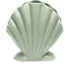 Set of 2 Green Shell-Shaped Decorative Vases