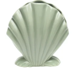 Set of 2 Green Shell-Shaped Decorative Vases