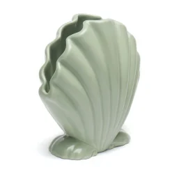 Set of 2 Green Shell-Shaped Decorative Vases