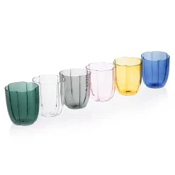 Set Of 4 Grey Petal Water Glasses