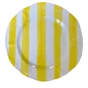 Set Of 4 Hand-Painted Ceramic Dining Plates With Yellow Stripes