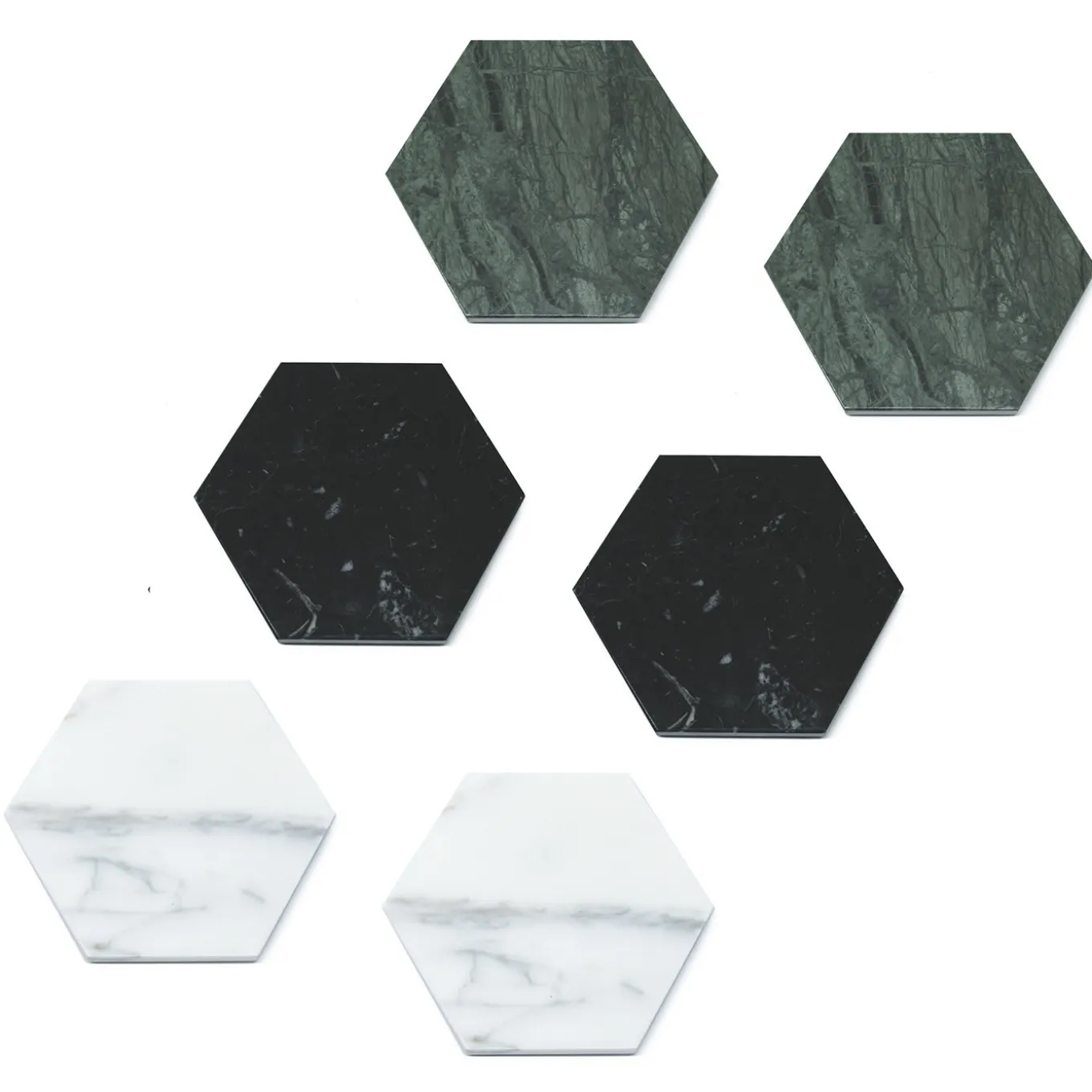 Set of 4 Hexagonal Marble Coasters