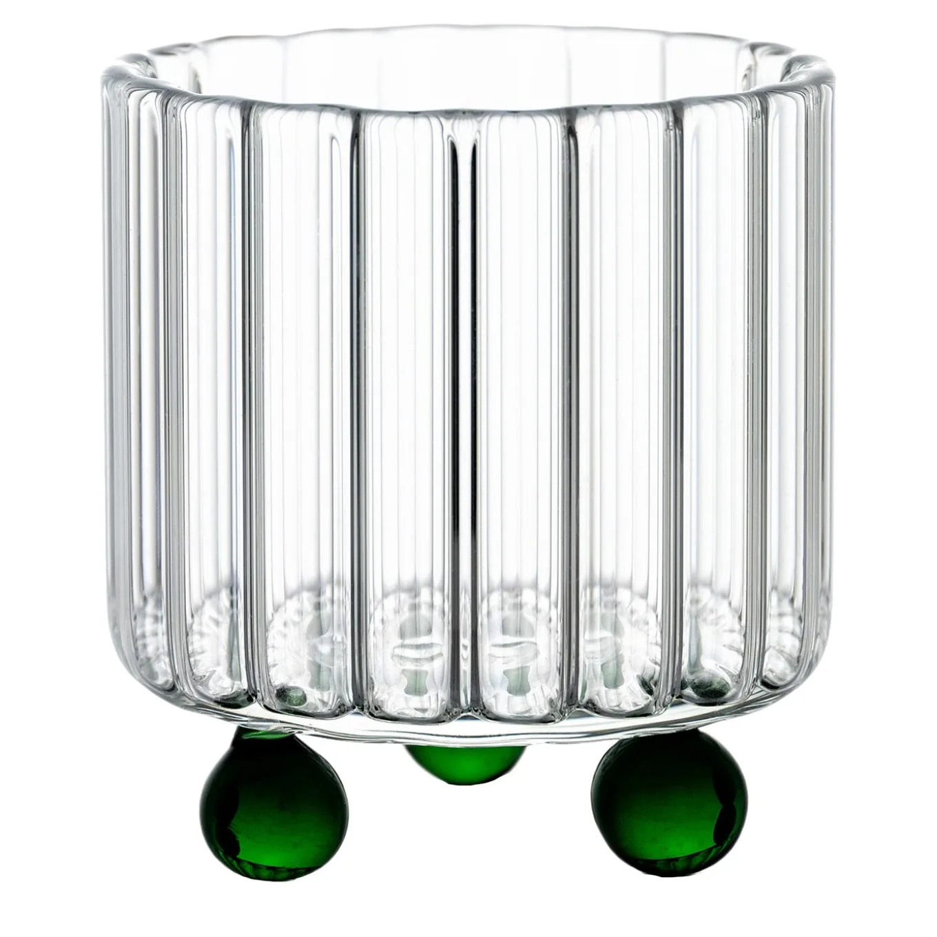 Set of 2 High Spirits Green Lowball Glasses