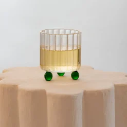 Set of 2 High Spirits Green Lowball Glasses
