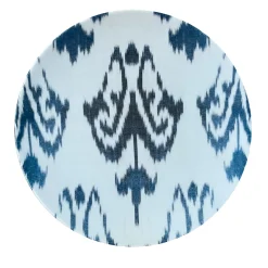 Set of 6 Ikat Porcelain Dessert Plates in Blue and White