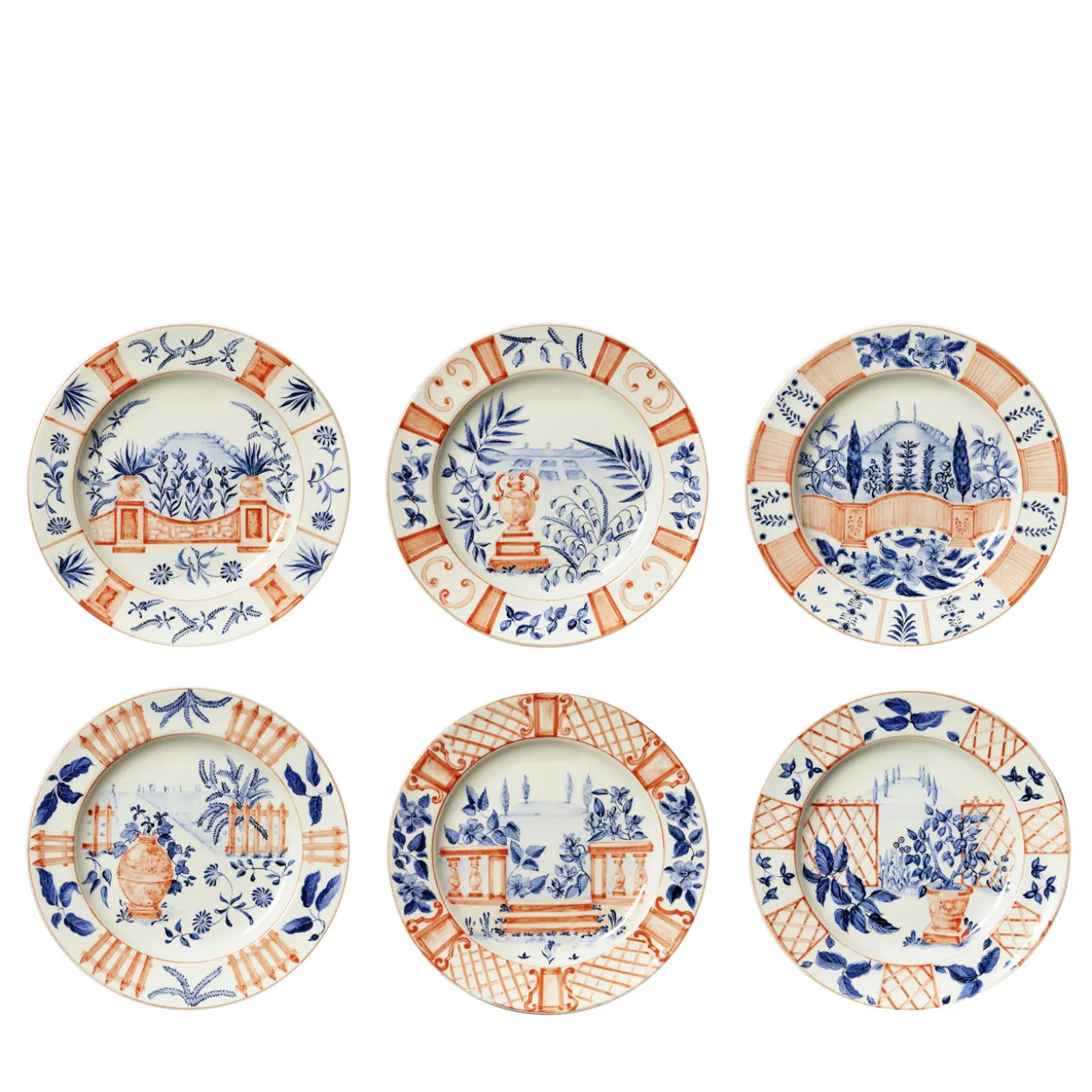 Set of 6 Italian Views dessert plates